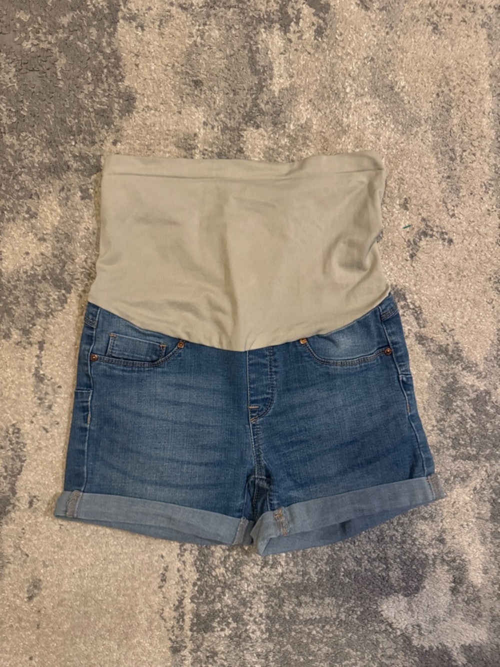 Bella Vida Maternity Denim Roll-Cuff Shorts in Blue